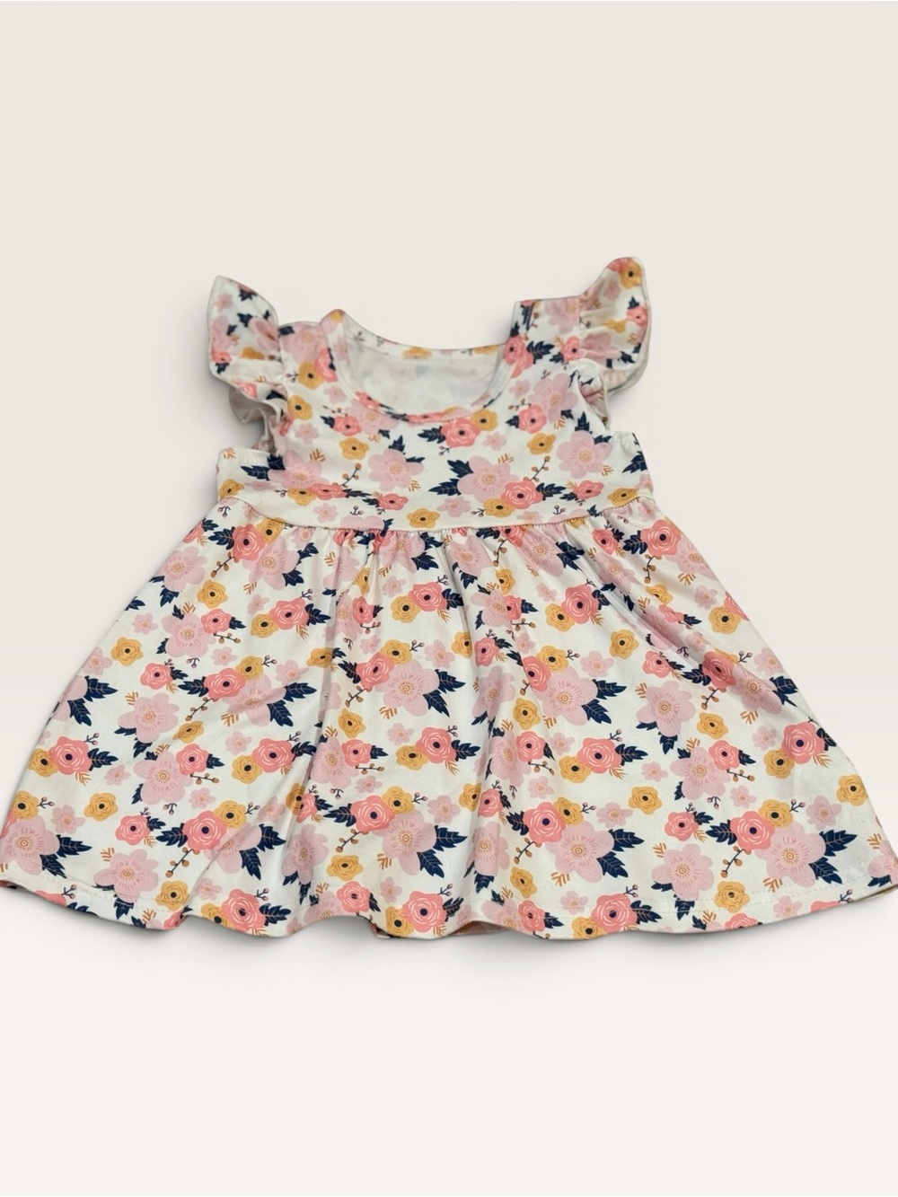 NWOT SHEIN Baby Girl Pink Floral Flutter Sleeve Dress 9-12M Spring Summer